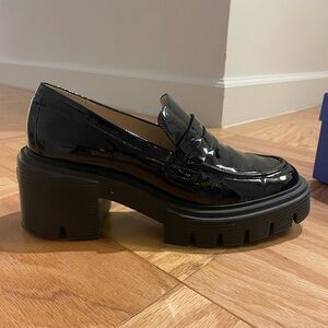 Stuart Weitzman Glossy Black Platform Loafers